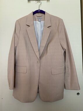 H&M Women’s Oversized Tailored Single-Button Blazer - Light Blush Pink/Beige
